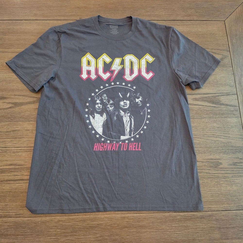 AC/DC Highway to Hell Graphic T-Shirt Charcoal Gray Mens XL